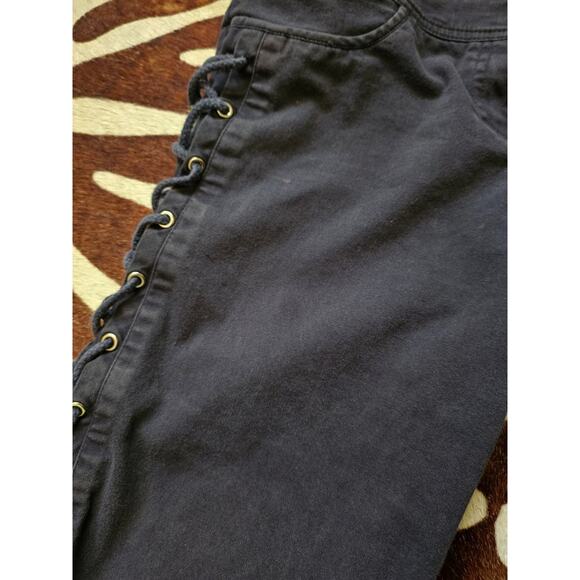 Rare Vintage Cache Navy Lace Up Flare Jeans Sz 6 - Picture 5 of 6